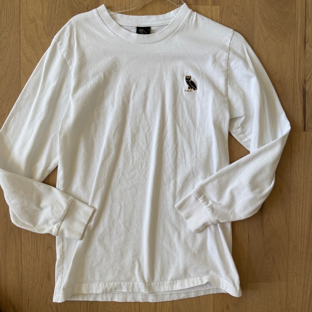 OVO Octobers Very Own Drake Long Sleeve T-Shirt Men S White Embroidered Owl Logo